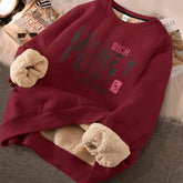 Hearujoy Lamb Fleece Plus Fleece Hoodie Round Neck Top Loose New Warm Couple Outfit Trendy